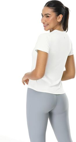 icyzone Women's Short Sleeve Workout T-Shirt Breathable Quick Dry Athletic Gym Running Tops Yoga Exercise Tees Shirt in Kuwait