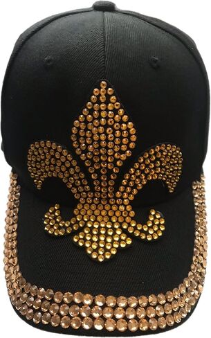 Fleur de Lis Bling Studded Baseball Cap Black in Saudi Arabia