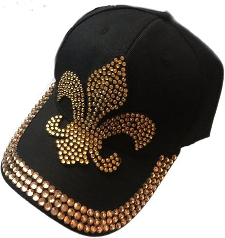 Fleur de Lis Bling Studded Baseball Cap Black in Saudi Arabia