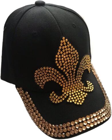Fleur de Lis Bling Studded Baseball Cap Black in Saudi Arabia