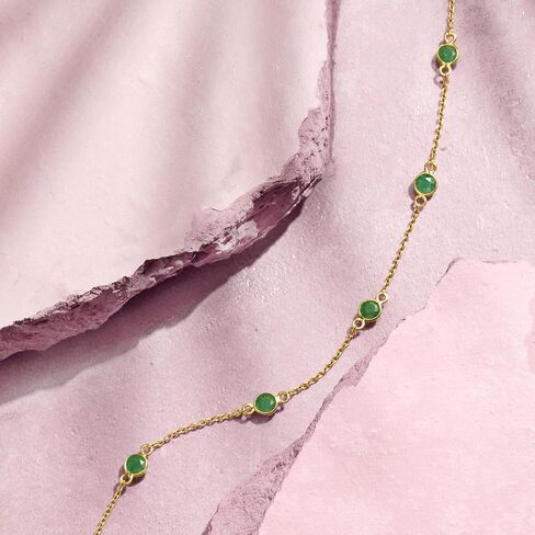Ross-Simons 2.20 ct. t.w. Emerald Station Necklace in 18kt Gold Over Sterling. 18 inches in Saudi Arabia