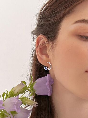 Hypoallergenic Animal Hoop Earrings for Women 925 Sterling Silver Bat/Cat/Highland Cow/Sea Turtle/Panda/Dolphin/Dog Hoop Earrings Animal Jewelry Gifts for Sensitive Ears in Saudi Arabia