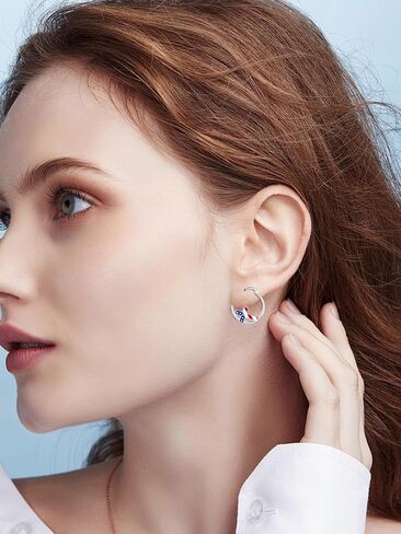 Hypoallergenic Animal Hoop Earrings for Women 925 Sterling Silver Bat/Cat/Highland Cow/Sea Turtle/Panda/Dolphin/Dog Hoop Earrings Animal Jewelry Gifts for Sensitive Ears in Saudi Arabia