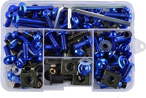 Motorcycle Fairing Bolt Kit Screws 177pcs Bodywork Screws Nut Replacement CNC Alloy M6 M5 Motorcycles bolt Clip Nut for Motorcycle Car Accessoires (Blue) in Kuwait