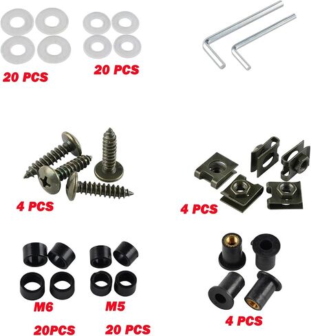 Motorcycle Fairing Bolt Kit Screws 177pcs Bodywork Screws Nut Replacement CNC Alloy M6 M5 Motorcycles bolt Clip Nut for Motorcycle Car Accessoires (Blue) in Kuwait