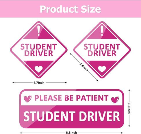 Student Driver Car Magnet, 3PCS Reflective Magnetic Please Be Patient Student Driver Vehicle Bumper Safety Warning Stickers, Auto Novice Sign Decal, Universal for SUV Sedan Truck in Saudi Arabia