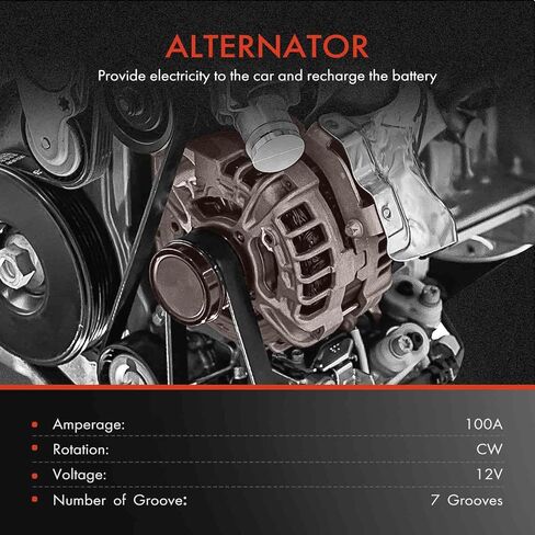 A-Premium Colliator متوافق مع Toyota Camry 07-17 ، Rav4 09-12 ، Highlander 08-13 ، Avalon 2005-2018 ، Venza & Lexus RX350 ، V6 3.5L ، 12V 100A CW 7-Grove Pulley ، استبدال# 1042104830 ، 270600p141 in Saudi Arabia