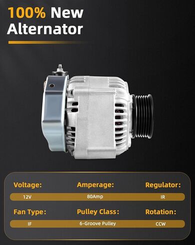OCPTY المولد 13767 متوافق مع ACURA لـ CL 1998-1999 ، ل Honda for Accord 1998 99 00 01 2002 Automotive Replacementalators 12V 80AMP 6-Grove Pulley in Kuwait