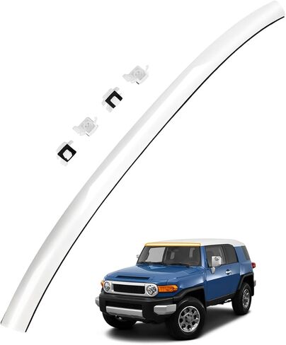 Top Windshield Molding, White, Front Upper Outside, Compatible with Toyota FJ Cruiser 2007-2014 | Replace# 75503-35061-A0 755033501 Windshield Reveal Moulding Trim, Outer Pillar Panel, w/Side Clips in Saudi Arabia