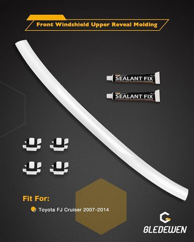 Top Windshield Molding, White, Front Upper Outside, Compatible with Toyota FJ Cruiser 2007-2014 | Replace# 75503-35061-A0 755033501 Windshield Reveal Moulding Trim, Outer Pillar Panel, w/Side Clips in Saudi Arabia