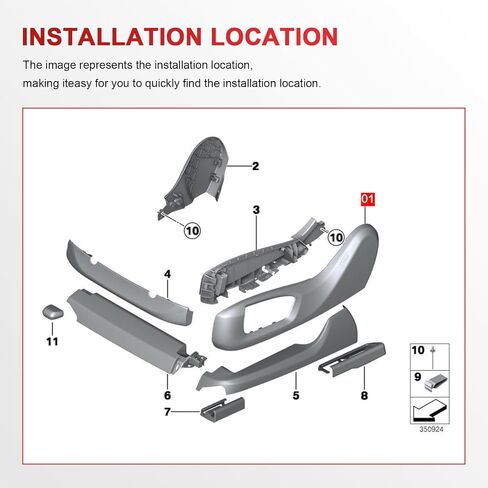 52107318975 Front Left Driver Side Outer Seat Track Cover for BMW 528i 535i 535i xDrive M5 520i 528i xDrive 730Li 740Li xDrive 750Li xDrive 760Li X5 X6 in Saudi Arabia