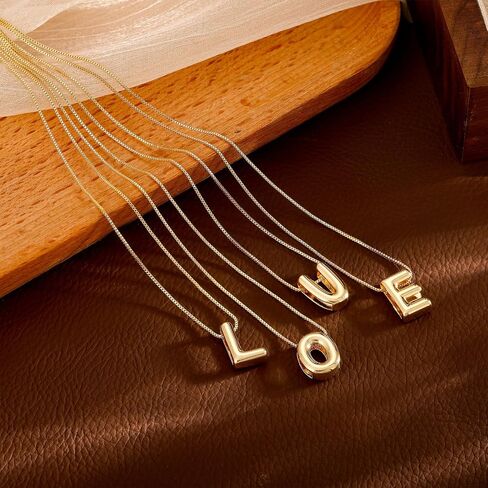 Layered Initial Necklaces for Women, Bubble Letter 14k Gold Plated A-Z Pendant Choker Necklaces Set for Women Dainty Tiny Monogram Personalized Necklace Stack Trendy Name Non Tarnish Jewelry in Kuwait