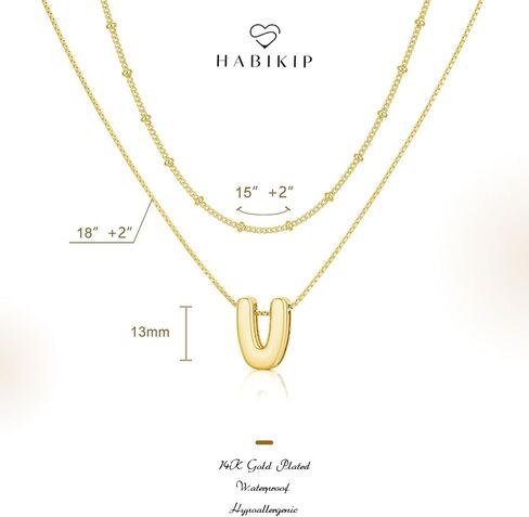 Layered Initial Necklaces for Women, Bubble Letter 14k Gold Plated A-Z Pendant Choker Necklaces Set for Women Dainty Tiny Monogram Personalized Necklace Stack Trendy Name Non Tarnish Jewelry in Kuwait