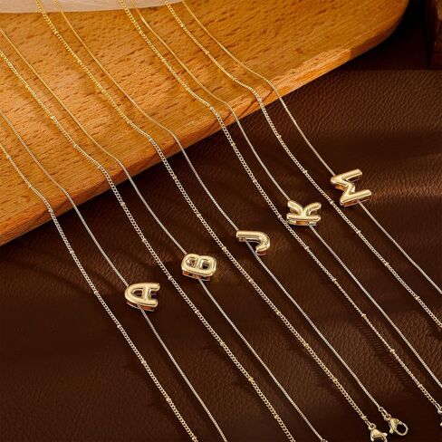 Layered Initial Necklaces for Women, Bubble Letter 14k Gold Plated A-Z Pendant Choker Necklaces Set for Women Dainty Tiny Monogram Personalized Necklace Stack Trendy Name Non Tarnish Jewelry in Kuwait