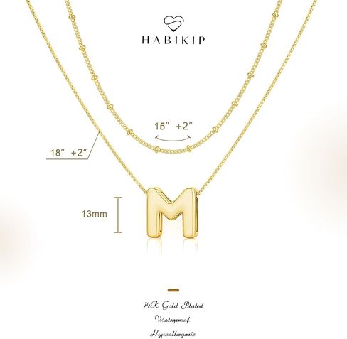 Layered Initial Necklaces for Women, Bubble Letter 14k Gold Plated A-Z Pendant Choker Necklaces Set for Women Dainty Tiny Monogram Personalized Necklace Stack Trendy Name Non Tarnish Jewelry in Kuwait