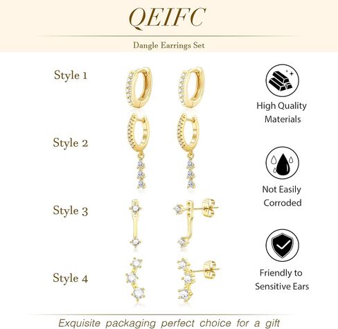 Gold Cartilage Earrings for Women, Silver Dangle Cubic Zirconia Huggie Hoop Earring Stacks Set for Multiple Piercing, Hypoallergenic Surgical Steel Small Dainty Flower Helix Jacket Stud Earrings in Kuwait