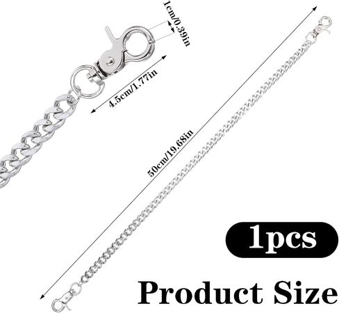 Wallet Chains for Men, Heavy-Duty Punk Waist Chain, 19.68 Inch Silver Key Chain with Lobster Clasp, Goth Hip Hop Keyholder for Pants Jeans Trucker Biker Motorcycle Men Women in Saudi Arabia
