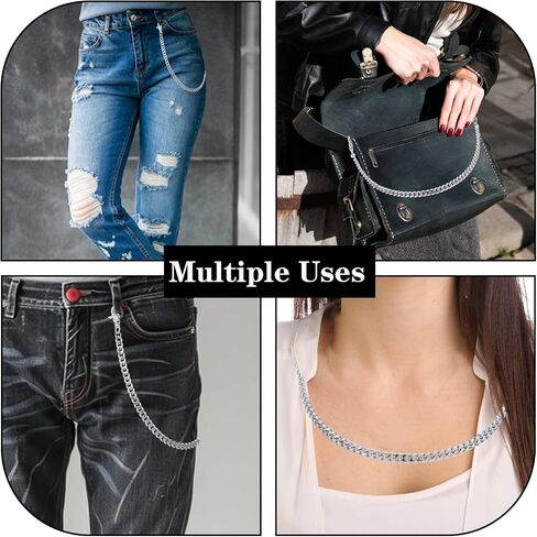 Wallet Chains for Men, Heavy-Duty Punk Waist Chain, 19.68 Inch Silver Key Chain with Lobster Clasp, Goth Hip Hop Keyholder for Pants Jeans Trucker Biker Motorcycle Men Women in Saudi Arabia