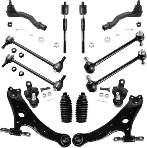 Detroit Axle - Front End 14pc Suspension Kit for 2002-2003 Toyota Camry Lexus ES300 2 Lower Control Arms 2 Ball Joints 4 Outer & Inner Tie Rods 2 Boots & Bellows 4 Front & Rear Sway Bars Replacement in Saudi Arabia