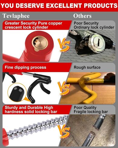 Tevlaphee Car Teadering Wheel Lock Great Raderrent Admable Car Lock Device Actering Anti Theft Device للمركبات والشاحنات والشاحنات وسيارات الدفع الرباعي (أسود) in Kuwait