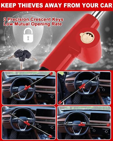 Tevlaphee Car Teadering Wheel Lock Great Raderrent Admable Car Lock Device Actering Anti Theft Device للمركبات والشاحنات والشاحنات وسيارات الدفع الرباعي (أسود) in Kuwait