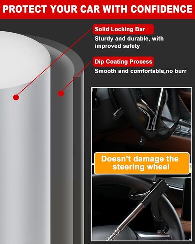 Tevlaphee Car Teadering Wheel Lock Great Raderrent Admable Car Lock Device Actering Anti Theft Device للمركبات والشاحنات والشاحنات وسيارات الدفع الرباعي (أسود) in Kuwait