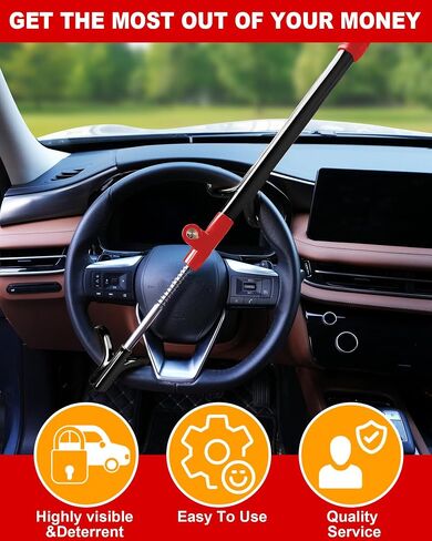 Tevlaphee Car Teadering Wheel Lock Great Raderrent Admable Car Lock Device Actering Anti Theft Device للمركبات والشاحنات والشاحنات وسيارات الدفع الرباعي (أسود) in Kuwait