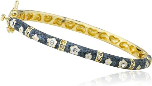 Outfit Makers 14k Gold-Plated Navy Bangle CZ Lines & Flowers/ 35mm in Kuwait