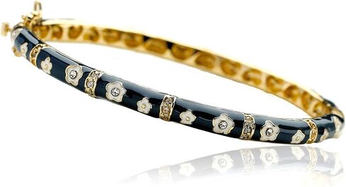 Outfit Makers 14k Gold-Plated Navy Bangle CZ Lines & Flowers/ 35mm in Kuwait