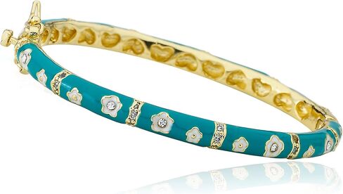 Outfit Makers 14k Gold-Plated Navy Bangle CZ Lines & Flowers/ 35mm in Kuwait