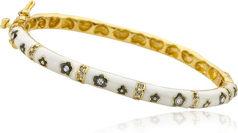 Outfit Makers 14k Gold-Plated Navy Bangle CZ Lines & Flowers/ 35mm in Kuwait
