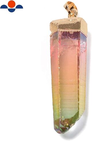 JM Design Watermelon Quartz Point Gold Electroplated Top Pendant 50-55mm Sold by Piece in Saudi Arabia