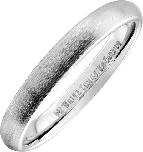 White Tungsten Carbide Brushed Classic Domed 3mm or 6mm Wedding COMFORT FIT Ring in Kuwait