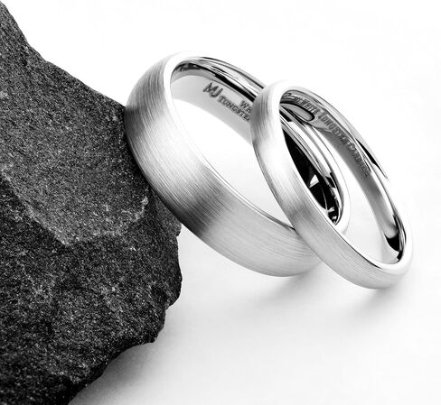 White Tungsten Carbide Brushed Classic Domed 3mm or 6mm Wedding COMFORT FIT Ring in Kuwait