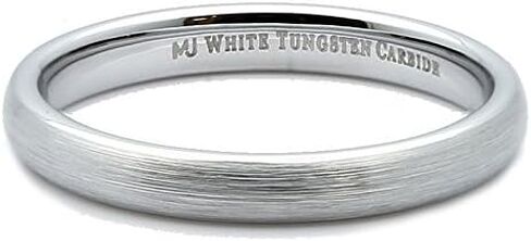 White Tungsten Carbide Brushed Classic Domed 3mm or 6mm Wedding COMFORT FIT Ring in Kuwait