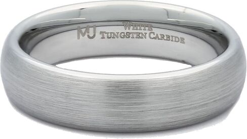 White Tungsten Carbide Brushed Classic Domed 3mm or 6mm Wedding COMFORT FIT Ring in Kuwait