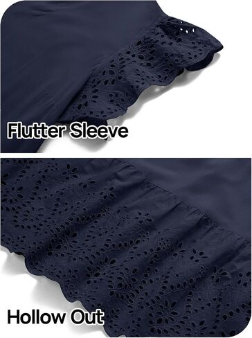 MEROKEETY Women's 2025 Summer Short Sleeve Midi Dress V Neck A-Line Ruffle Tiered Eyelet Casual Dresses in Saudi Arabia