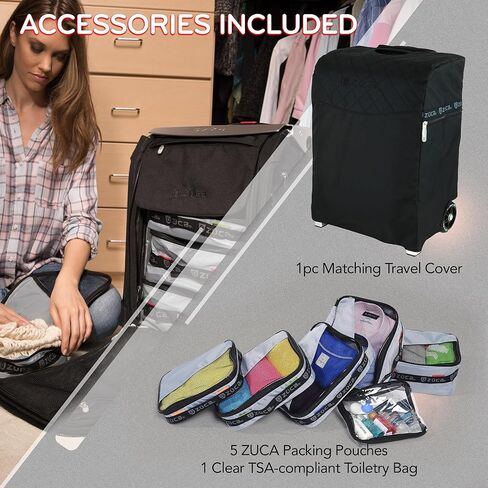 ZUCA Navigator Carry-On - حقيبة باللون الرمادي المنقط وإطار فضي مع مقعد مدمج in Kuwait