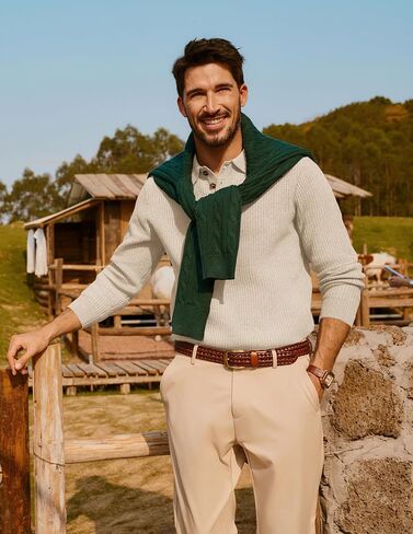 PJ PAUL JONES Mens Sweater Cable Knit Crewneck Pullover Sweaters for Fall Winter in Saudi Arabia