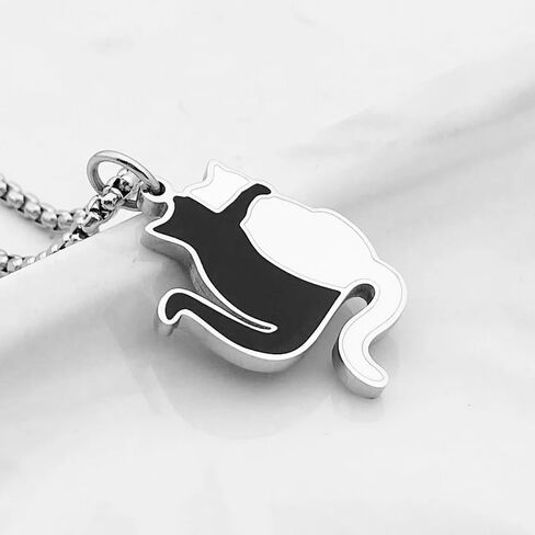 Cat Necklace | Stainless Steel Pendant with Funny Cat Reading Fish Book Design | Quirky Jewelry for Cat Lovers, Cat Mom | Women & Men in Saudi Arabia