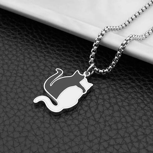 Cat Necklace | Stainless Steel Pendant with Funny Cat Reading Fish Book Design | Quirky Jewelry for Cat Lovers, Cat Mom | Women & Men in Saudi Arabia