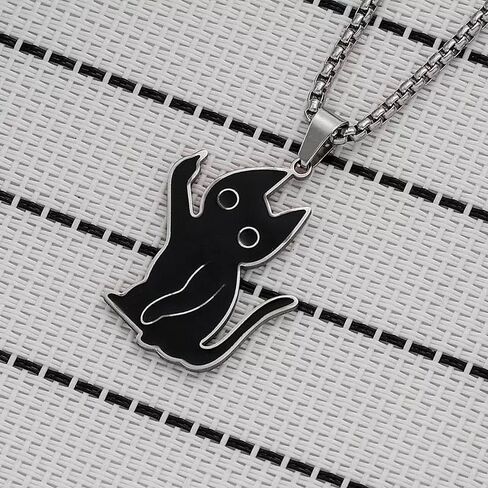 Cat Necklace | Stainless Steel Pendant with Funny Cat Reading Fish Book Design | Quirky Jewelry for Cat Lovers, Cat Mom | Women & Men in Saudi Arabia