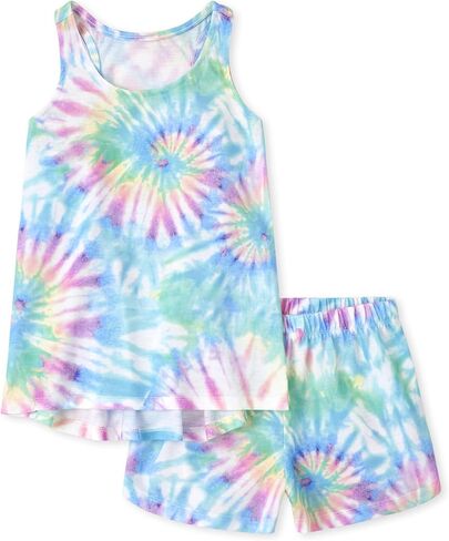 The Children's Place girls The Children's Place Sleeveless Cami and Shorts 2 Piece Pajama Set, Pineapple, X-Small US in Kuwait