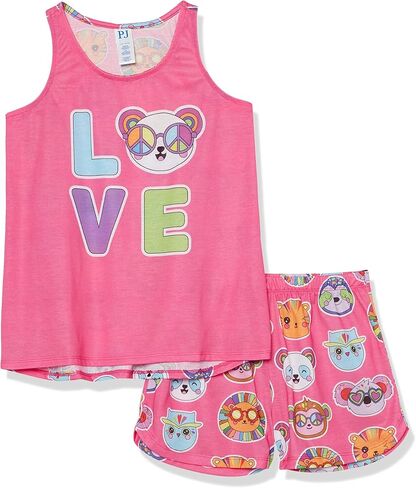 The Children's Place girls The Children's Place Sleeveless Cami and Shorts 2 Piece Pajama Set, Pineapple, X-Small US in Kuwait
