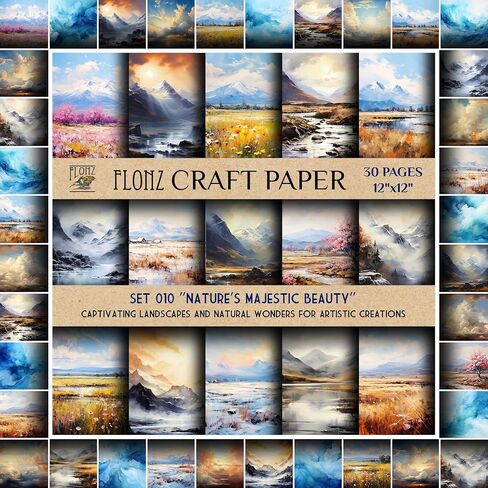 Scrapbook Paper (30 pages 12"x12") Nature's Majestic Beauty: Captivating Landscapes and Natural Wonders for Artistic Creations FLONZ Vintage Styled Double Sided Paper Pad for Craft Cardmaking in Saudi Arabia