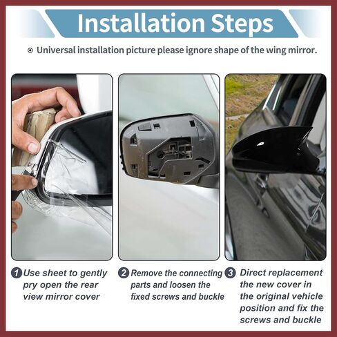 لتغطية Toyota Prius C 2012-2018 يغطي مرآة السائق الجانبية للركاب Cap Cap Capeview Mirror Guard Black 1PCS in Kuwait