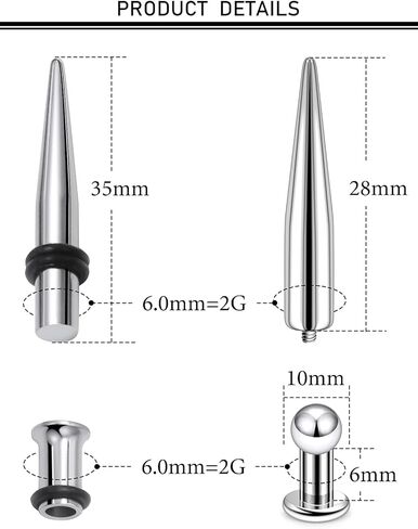 12g 10g 8g 6g 4g 2g 0g 00g أذن تمدد مجموعة 316L من الصلب الجراحي والأنفاق مقاييس الأذن مجموعة مجوهرات ثقب الجسم للنساء الرجال in Kuwait