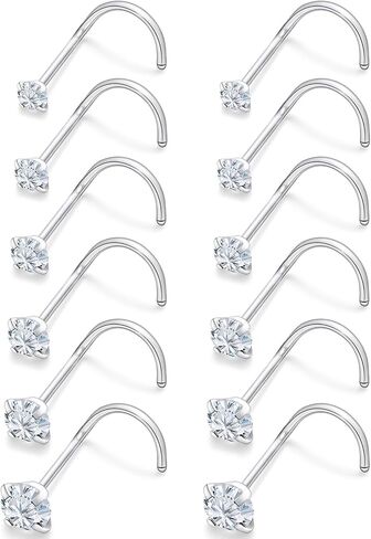 18G 20G 22G Corkcrew Rings Rings Studs 316L Surgical Steel Hypoallergenic Datss Nostril Percing Jewelry for Women Men Zirconia size 1.5mm 2mm 2.5mm 3mm 3.5mm 4mm 4mm 4mm in Kuwait