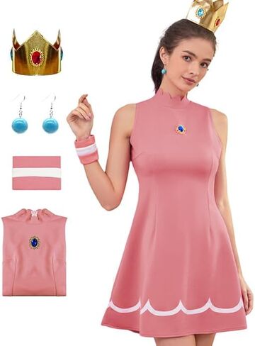 Poboola Women's Halloween Costume Princess Short Sleeve Tennis Sleeveless Cosplay Dress Classic Sport Outfit for Women in Kuwait