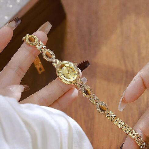 Adsbiaoye Women Vintage Watch Dainty Oval Dial Small Gold Bracelet Watch Luxury Ladies Dress in Kuwait